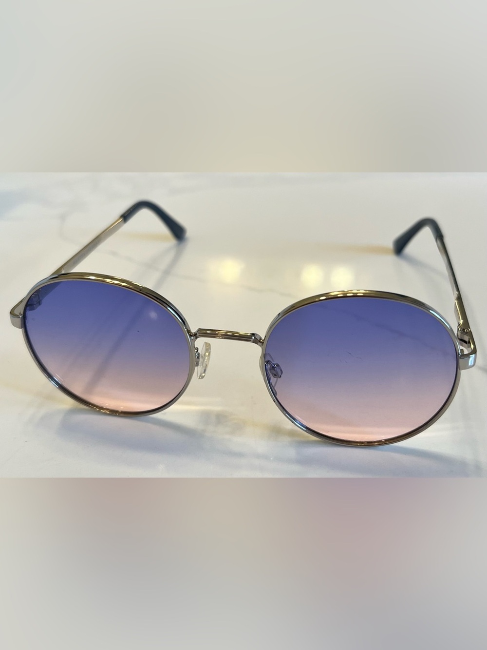 Martha Stewart Round Gradient Blue-Pink Sunglasses - Silver Frame